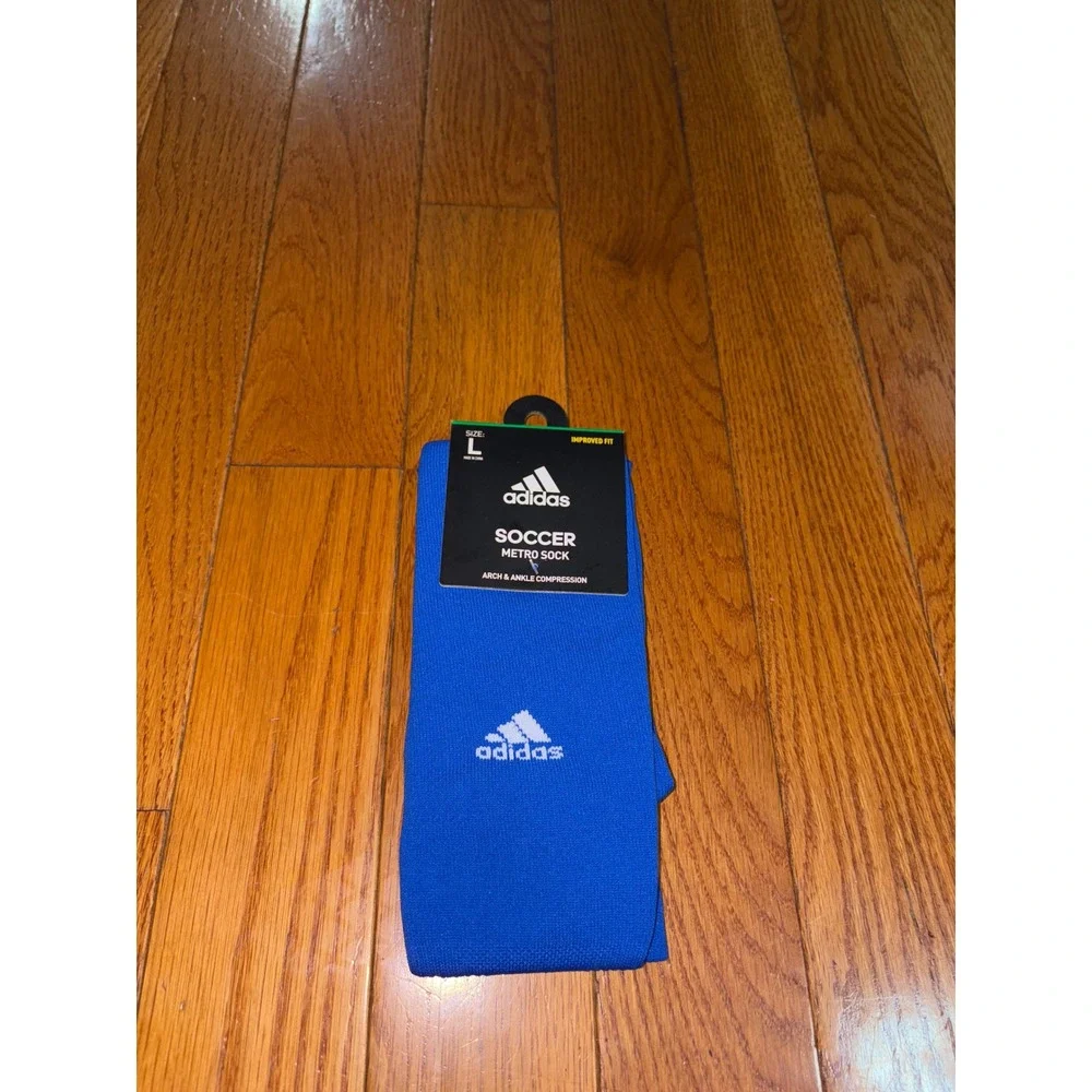 New Adidas Soccer Metro Socks Men's Large Arch Ankle Compression Team Royal Blue